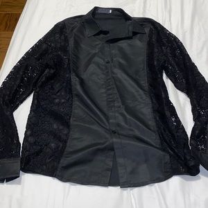 black lace button down